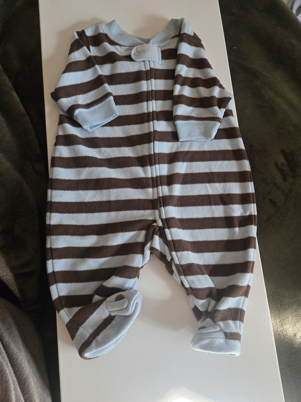 Striped Baby Footed One-Piece - Blue and Brown